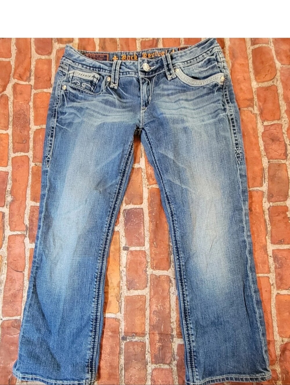 Rock Revival Alanis Capris Womens Size 31 Blue Denim